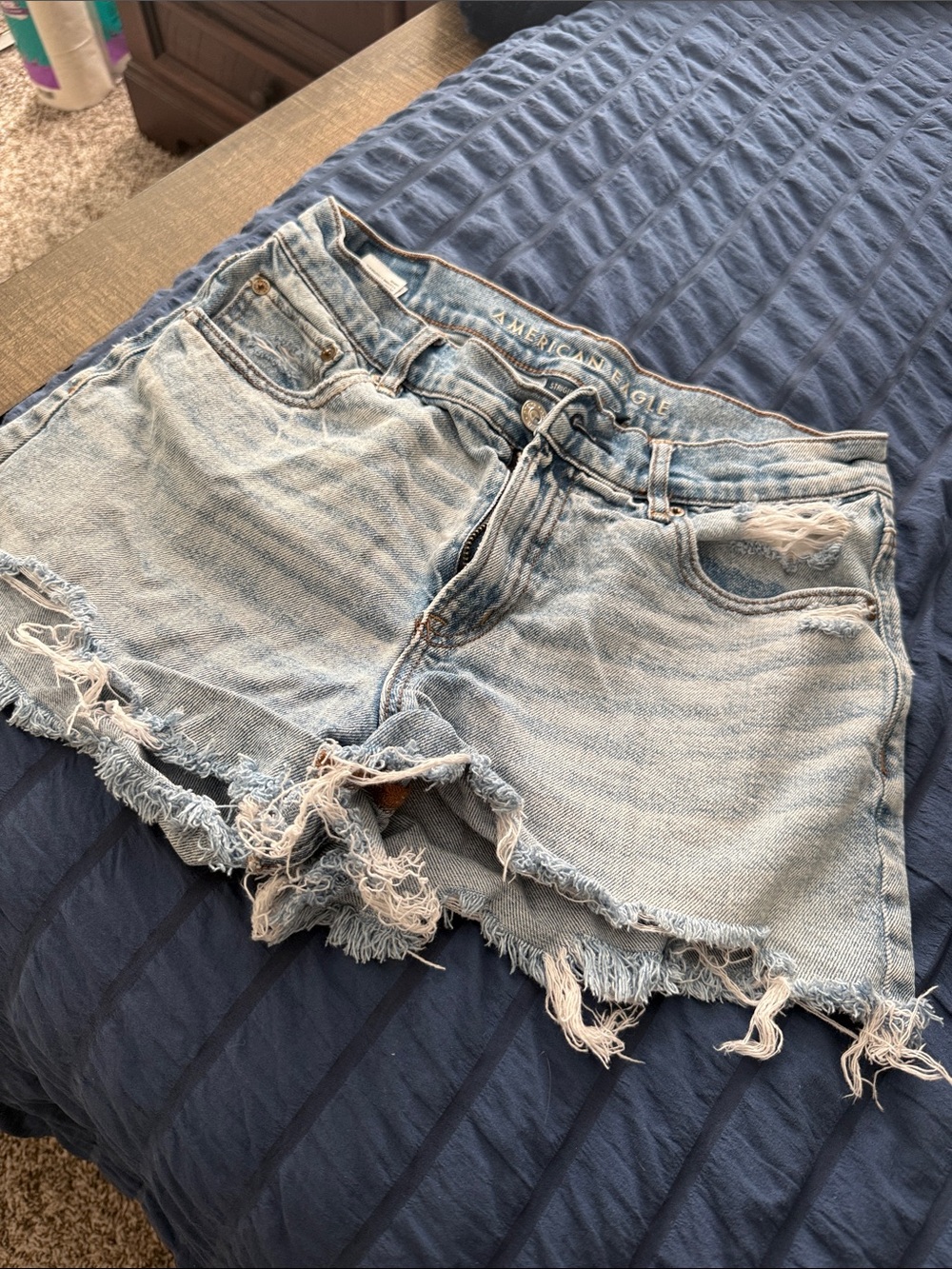 American Eagle Outfitters Light Blue Distressed Denim Cutoff Shorts